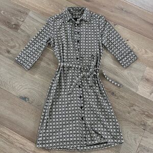 Cream and Black Patterned Dress